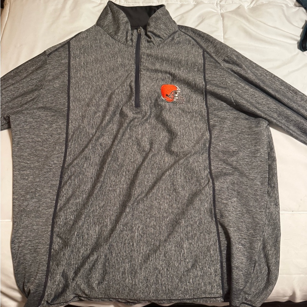 Gray Cleveland Browns Quarter-Zip Pullover